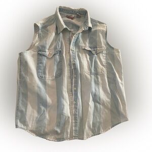 100% Cotton. Denim Republic Sleeveless Button Down